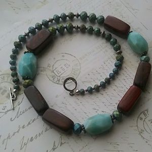Gemstone & Wood Bead Necklace